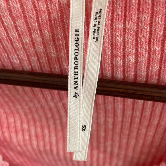 Anthropologie XS pink faux-wrap sweater with mesh embroidered sleeves - Picture 8 of 11